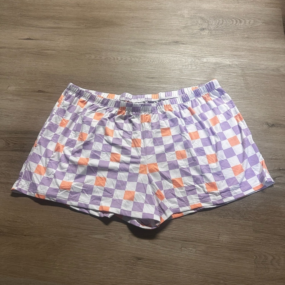 Comfy Plaid Lavender and Orange Checkerboard Shorts Size XL